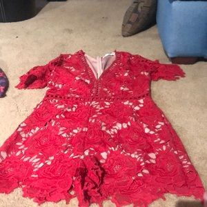 Astr red lace romper